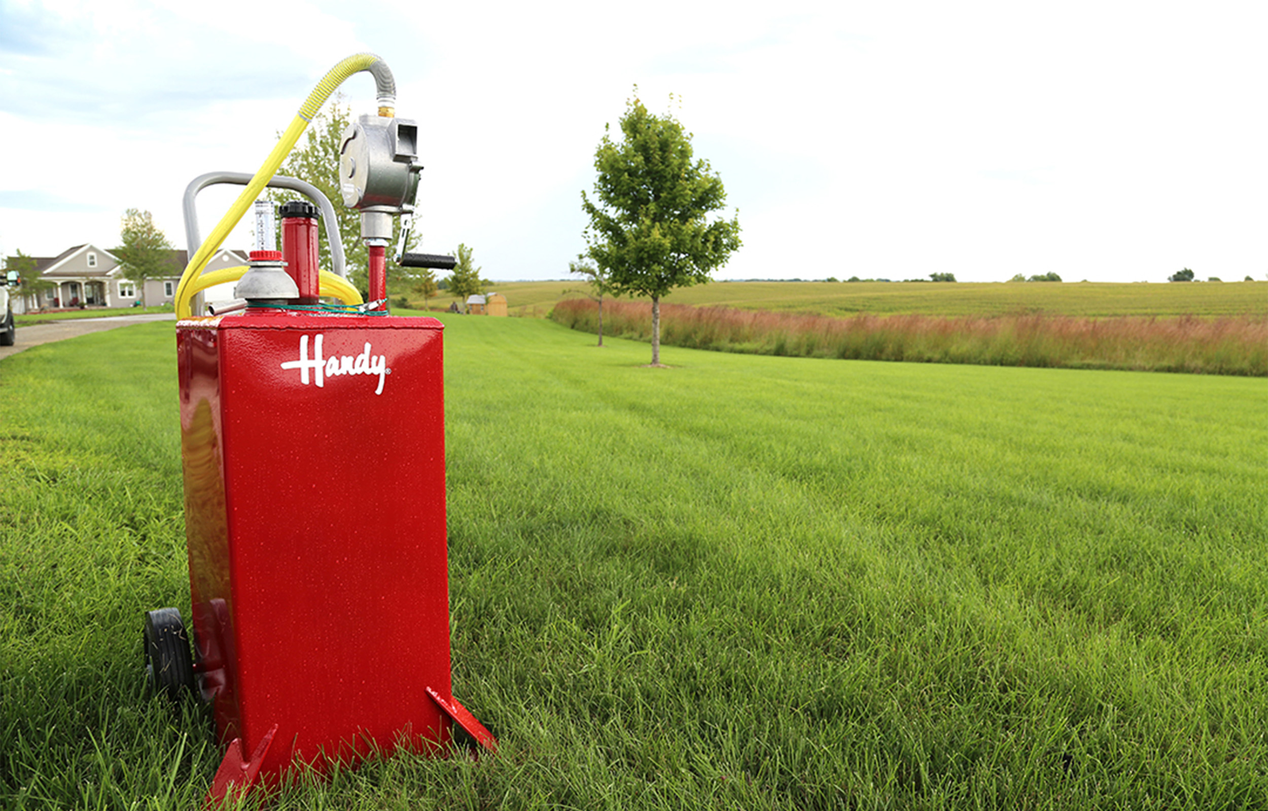 gas caddy outside in grass