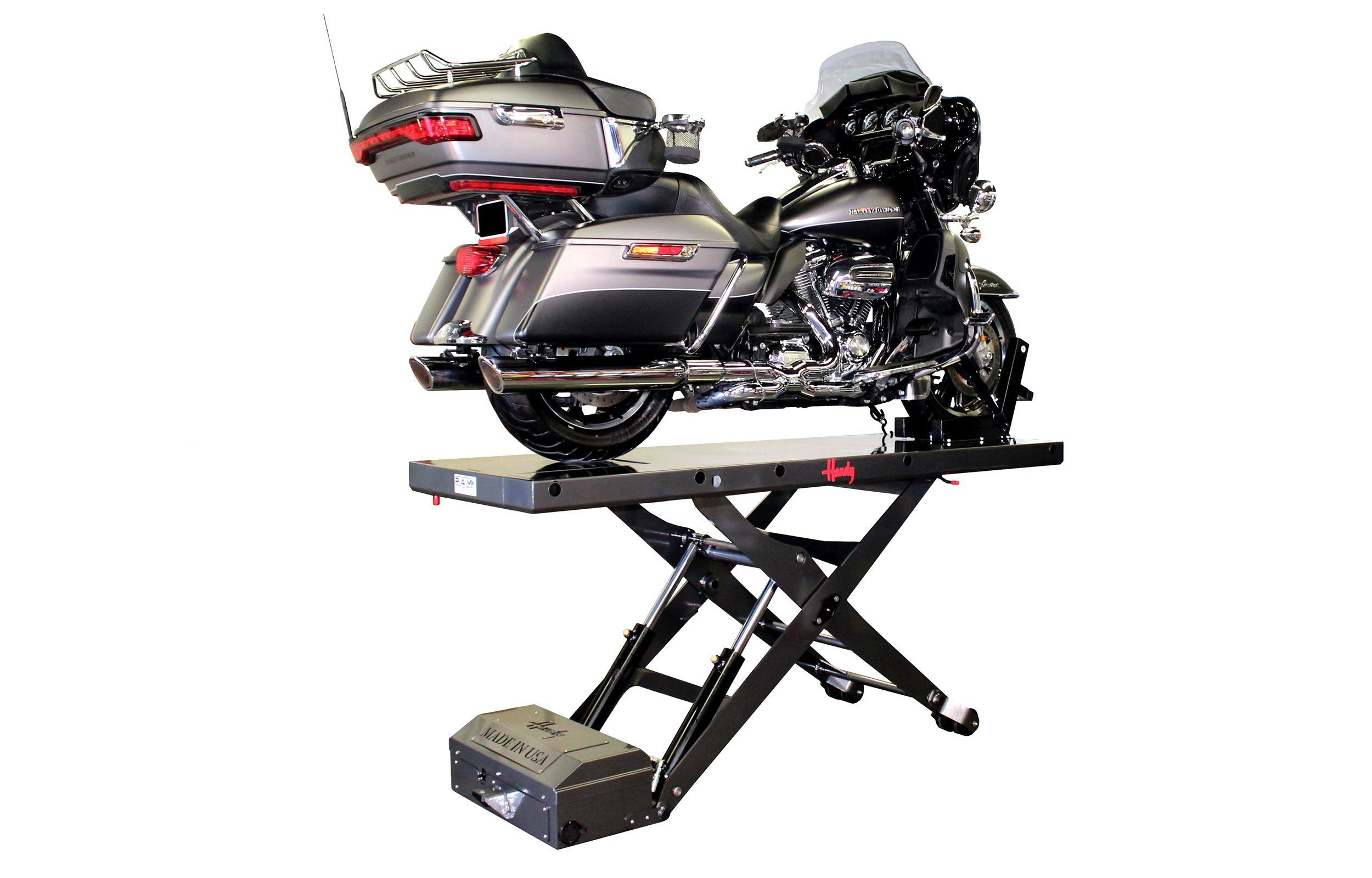 RAM electric lift with motorcycle